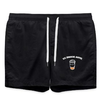 Kaffee Statement Kaffeetrinker Kaffeeliebhaber - Badeshorts - Schwarz - Vorne - AI Model Male 185 light (185cm)