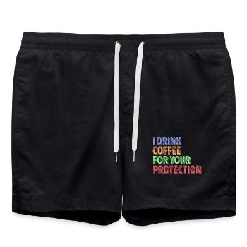 Koffein Kaffe Humorvoll Statement Kaffeeliebhaber - Badeshorts - Schwarz - Vorne - AI Model Male 185 light (185cm)