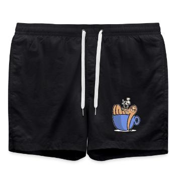 Drôle de paresseux café caféine amateur de café - Short de bain - noir - Devant - AI Model Male 185 light (185cm)