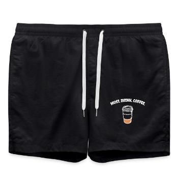Caffeine Coffee Lovers Coffee Drink Statement - Swim Trunks - black - Front - AI Model Male 185 light (185cm)