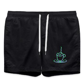 Tasse de café Amateurs de café Boire du café - Short de bain - noir - Devant - AI Model Male 185 light (185cm)
