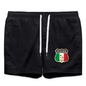Pesaro Italy Coat of Arms Flags Design - Swim Trunks - black - Front - AI Model Male 185 light (185cm)