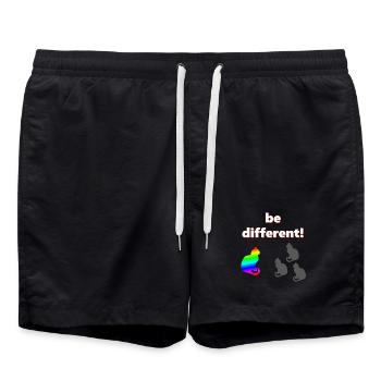 Be different, katzen Design, kluge Sprüche - Badeshorts - Schwarz - Vorne - AI Model Male 185 light (185cm)