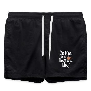 Caffeine Coffee Statement Coffee Cup Coffee Drinker - Swim Trunks - black - Front - AI Model Male 185 light (185cm)