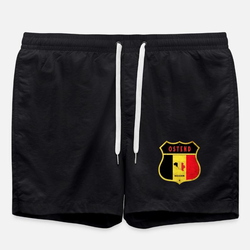 Ostende Belgique Armoiries Drapeaux Design - Short de bain - noir