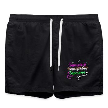 Superoma Spruch Großmutter Oma Rentnerin - Badeshorts - Schwarz - Vorne - AI Model Male 185 light (185cm)