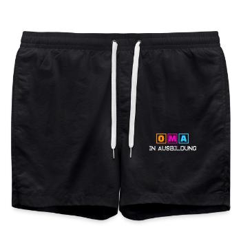 Alte Frau Statement Großmutter Oma Rentnerin - Badeshorts - Schwarz - Vorne - AI Model Male 185 light (185cm)