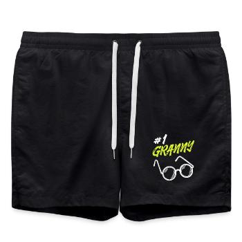 Statement Seniorin Brille Beste Omi Oma Großmutter - Badeshorts - Schwarz - Vorne - AI Model Male 185 light (185cm)