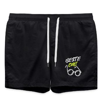 Beste Omi Oma Seniorin Brille Großmutter Statement - Badeshorts - Schwarz - Vorne - AI Model Male 185 light (185cm)