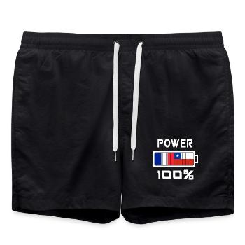 Chile and France Power 100% - Swim Trunks - black - Front - AI Model Male 185 light (185cm)