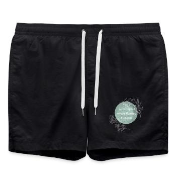 Yoga Room Flower Blossom - Swim Trunks - black - Front - AI Model Male 185 light (185cm)