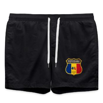 Botoşani Romania coat of arms design - Swim Trunks - black - Front - AI Model Male 185 light (185cm)