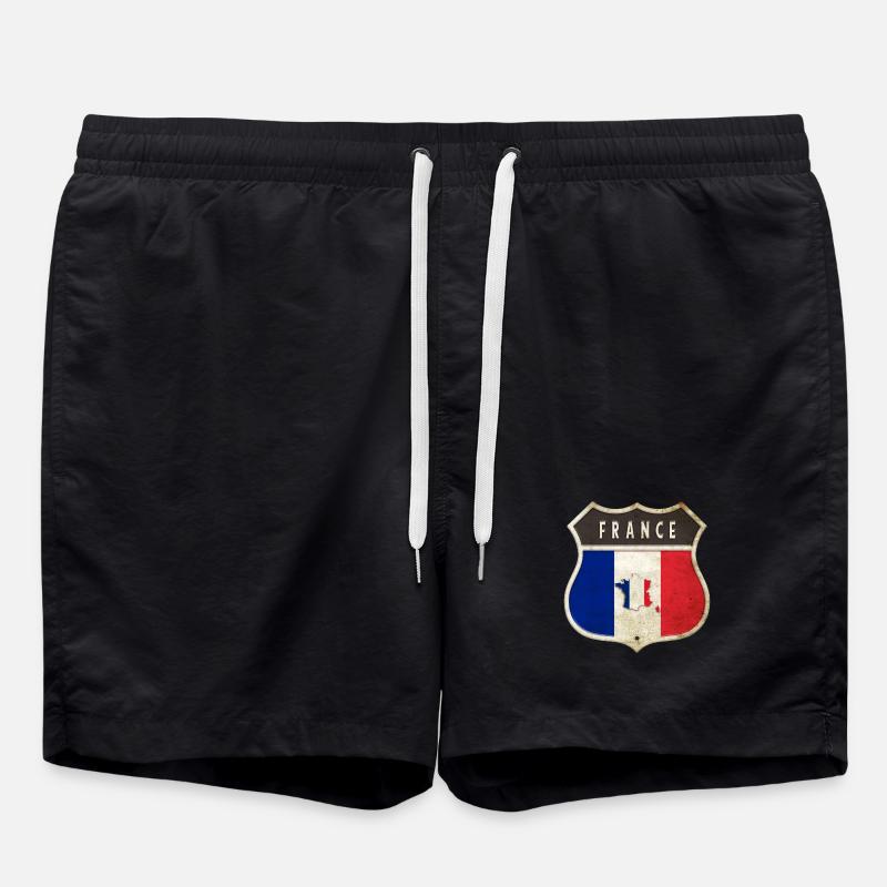 France Armoiries Drapeaux Design - Short de bain - noir