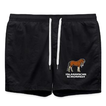 Islandpferde Pferde Pferdeliebe Statement Isländer - Badeshorts - Schwarz - Vorne - AI Model Male 185 light (185cm)