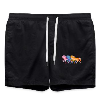 Icelandic Horses Gallop Horses Horse Love Icelanders - Swim Trunks - black - Front - AI Model Male 185 light (185cm)