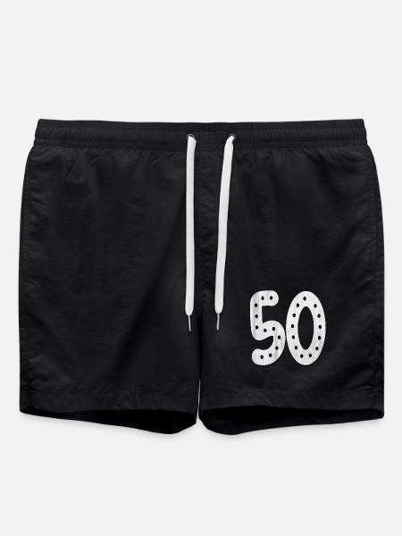 Number 50 - 50th Birthday - Fifty - Swim Trunks - black