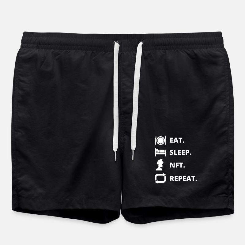 Eat Sleep NFT Repeat - Swim Trunks - black