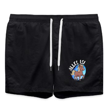 Pony Islandpferde Pferdenarr Statement Islandponys - Badeshorts - Schwarz - Vorne - AI Model Male 185 light (185cm)
