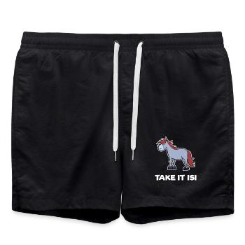 Chevaux poulains Poney Haflinger Chevaux islandais Dicton - Short de bain - noir - Devant - AI Model Male 185 light (185cm)