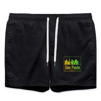 La skyline de São Paulo en dégradé néon - Short de bain - noir - Devant - AI Model Male 185 light (185cm)