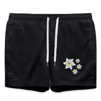 volksfeste frau, traditionelles blumenmuster - Badeshorts - Schwarz - Vorne - AI Model Male 185 light (185cm)