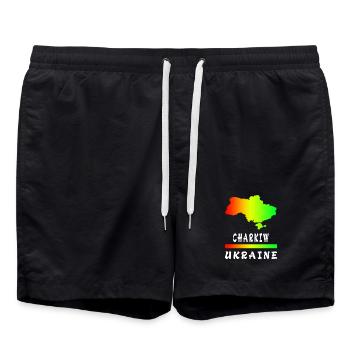 Design arc-en-ciel Kharkiv Ukraine - Short de bain - noir - Devant - AI Model Male 185 light (185cm)
