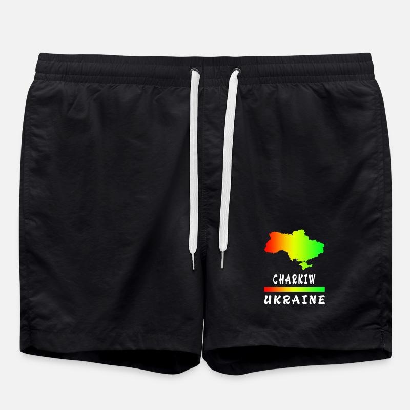 Kharkiv Ukraine rainbow design - Swim Trunks - black
