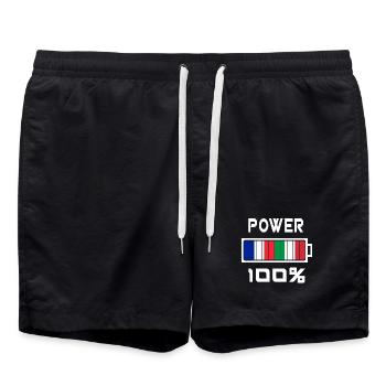 L'Italie et la France sont au pouvoir - Short de bain - noir - Devant - AI Model Male 185 light (185cm)
