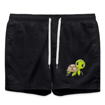 Schildkröte, niedliches Tier, Ozean - Badeshorts - Schwarz - Vorne - AI Model Male 185 light (185cm)