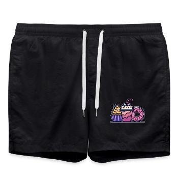 Cupcake Delicious Sweets Snack Baking Donut - Swim Trunks - black - Front - AI Model Male 185 light (185cm)
