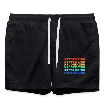 Nachspeise Lecker Statement Ich Liebe Süßigkeiten - Badeshorts - Schwarz - Vorne - AI Model Male 185 light (185cm)
