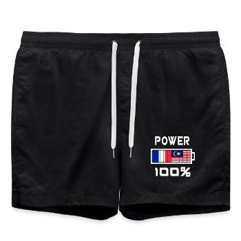 Malaysia and France Power 100% - Swim Trunks - black - Front - AI Model Male 185 light (185cm)