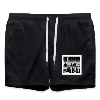 scène urbaine futuriste dans le style des années cinquante - Affiche - Short de bain - noir - Devant - AI Model Male 185 light (185cm)