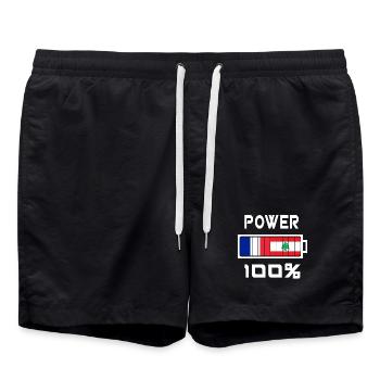 Liban et France Power 100% - Short de bain - noir - Devant - AI Model Male 185 light (185cm)