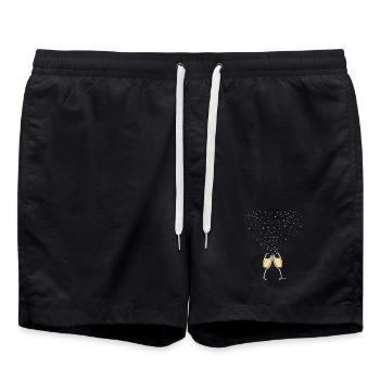 Prosecco pétillant - Vin mousseux - Motif pour trinquer - Short de bain - noir - Devant - AI Model Male 185 light (185cm)