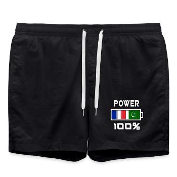 Le Pakistan et la France sont au pouvoir - Short de bain - noir - Devant - AI Model Male 185 light (185cm)