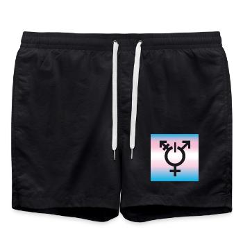 drapeau transgenre LBGTQ queer symbole tolérance CSD - Short de bain - noir - Devant - AI Model Male 185 light (185cm)