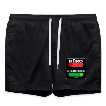 BÜRO OFF - WOCHENENDE ON - SPRÜCHE - Badeshorts - Schwarz - Vorne - AI Model Male 185 light (185cm)
