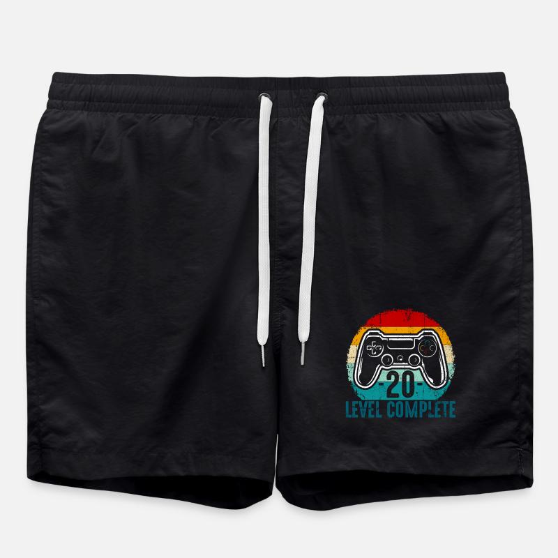 Retro Controller Level Complete - Swim Trunks - black