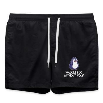 Penguin Seabird Animal Statement Bird Zoo - Swim Trunks - black - Front - AI Model Male 185 light (185cm)