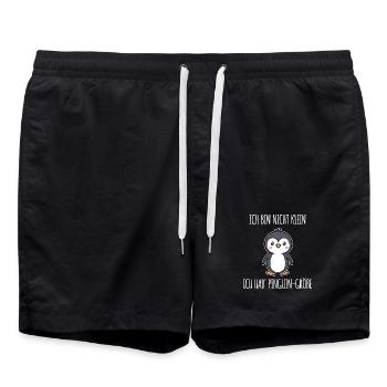 Tier Vogel Süß Pinguin Vogel Arktis Zoo Statement - Badeshorts - Schwarz - Vorne - AI Model Male 185 light (185cm)