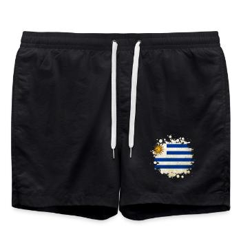 Uruguay Klecks Flaggen Design - Badeshorts - Schwarz - Vorne - AI Model Male 185 light (185cm)