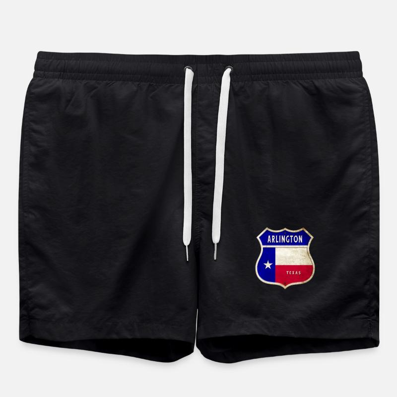 Arlington Texas Crest Flag Design - Swim Trunks - black