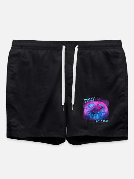 Neon Pumpkin Trick Or Treat - Swim Trunks - black