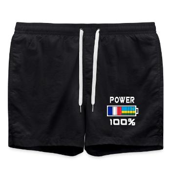 Ruanda und Frankreich Power 100 - Badeshorts - Schwarz - Vorne - AI Model Male 185 light (185cm)