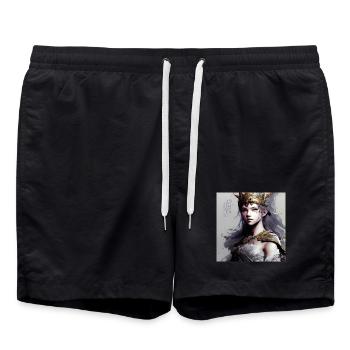 Manga Girl Schildmaid - Badeshorts - Schwarz - Vorne - AI Model Male 185 light (185cm)
