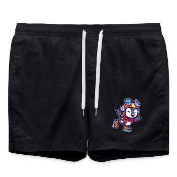 Kalt Cool Süß Vogel Pinguin Tier Eislaufen Eis - Badeshorts - Schwarz - Vorne - AI Model Male 185 light (185cm)