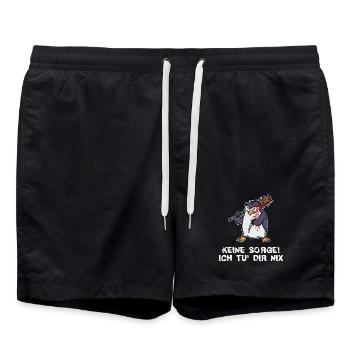 Pingui Vogel Tier Zoo Arktis Statement Seevogel - Badeshorts - Schwarz - Vorne - AI Model Male 185 light (185cm)
