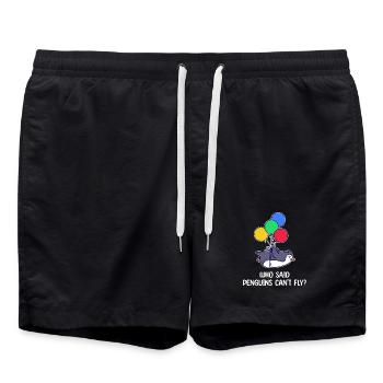 Pinguin Vogel Statement Humorvoll Tier Luftballon - Badeshorts - Schwarz - Vorne - AI Model Male 185 light (185cm)