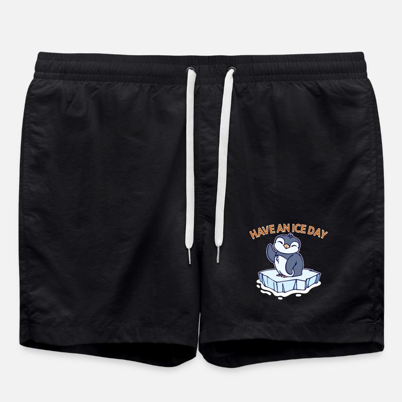 Antarktis Eis Kalt Pinguin Statement Seevogel - Badeshorts - Schwarz